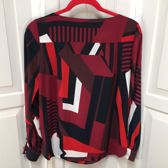 LOFT Long Sleeve Geometric Blouse - Picture 10 of 14